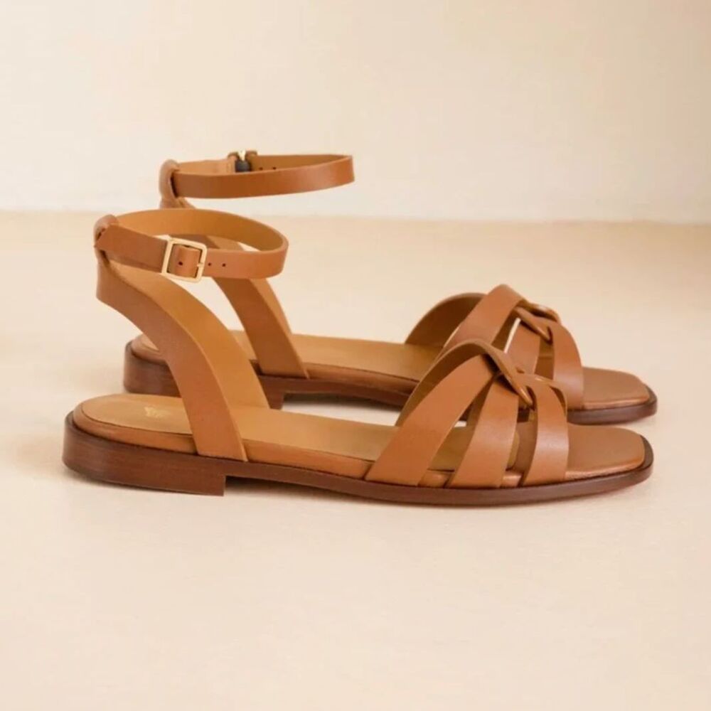 Bobbies Paris Leather Strappy Sandals Ankle Strap Flat Sandals HANAÉ EU 39
